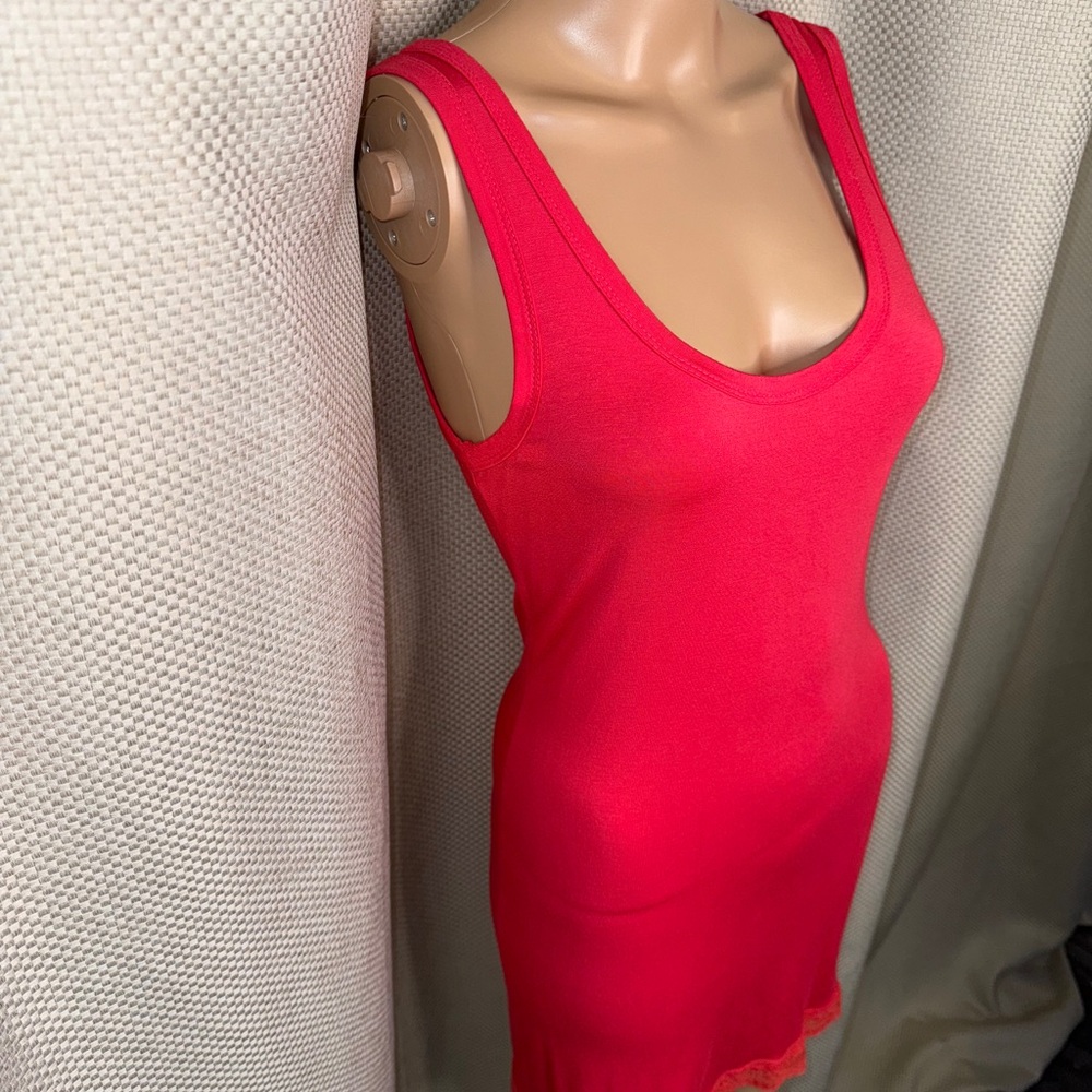 17” ptp Vibrant Red Sleeveless Dress with lace trim